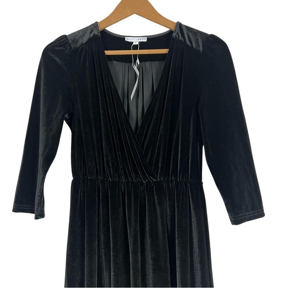 NWT Baltic Born Sofia Solid Velvet Maxi Dress Black Formal Empire Waist Size S - Picture 3 of 7